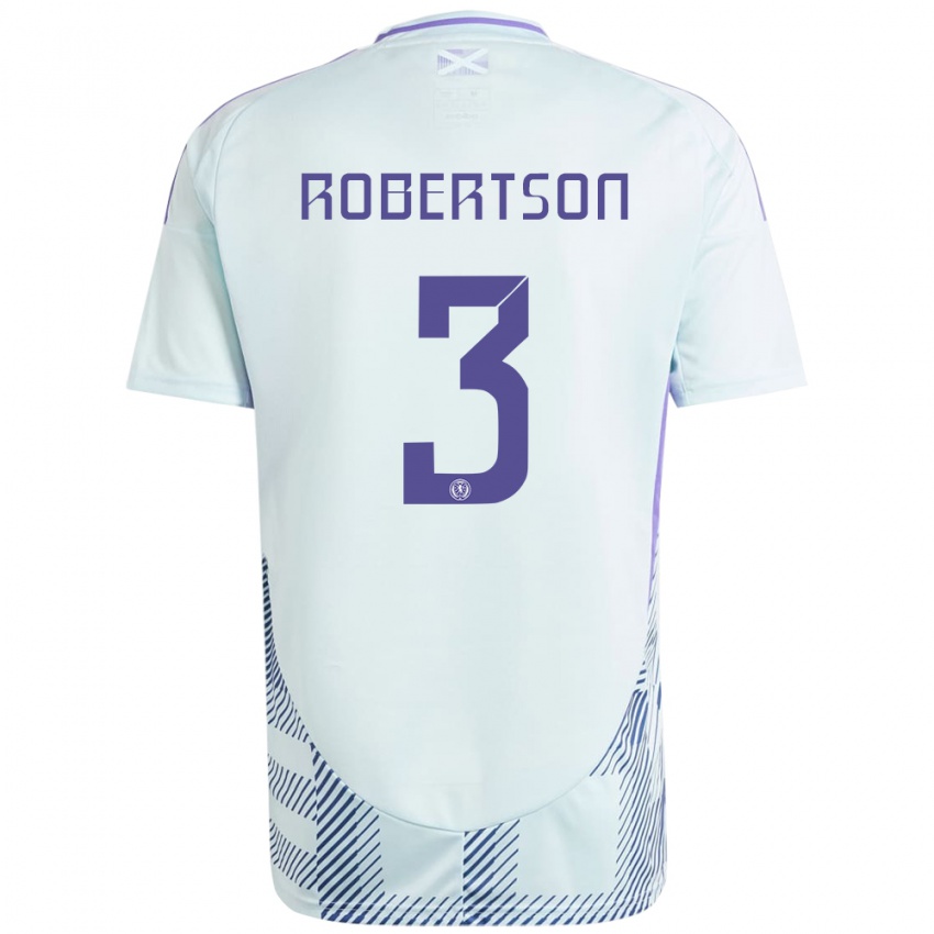Damen Schottland Andrew Robertson #3 Helles Mintblau Auswärtstrikot Trikot 24-26 T-Shirt