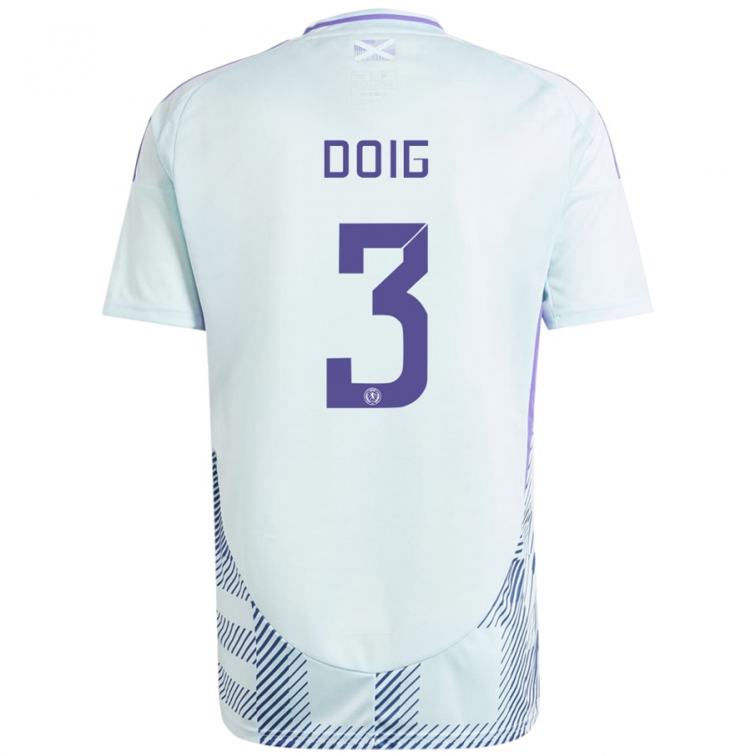 Damen Schottland Josh Doig #3 Helles Mintblau Auswärtstrikot Trikot 24-26 T-Shirt