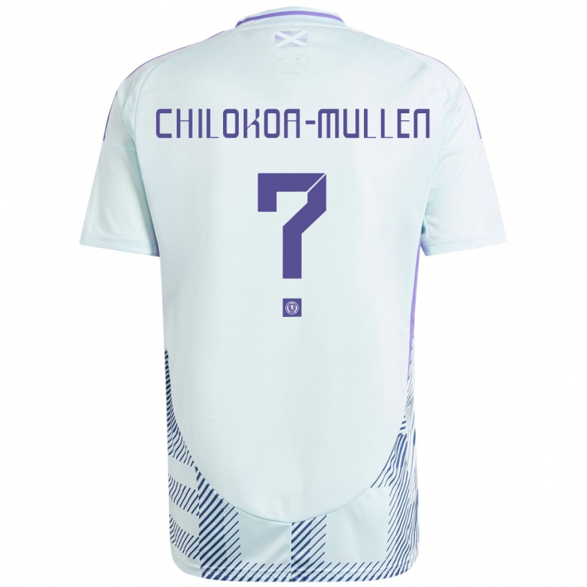 Damen Schottland Jeremiah Chilokoa-Mullen #0 Helles Mintblau Auswärtstrikot Trikot 24-26 T-Shirt