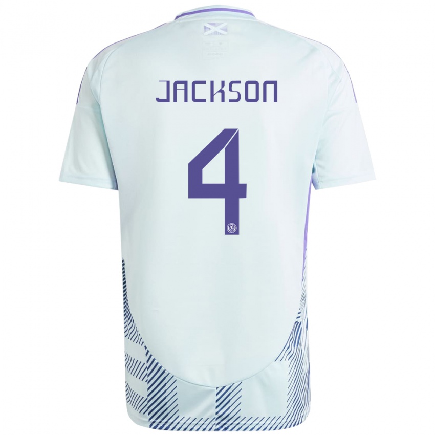 Damen Schottland Louis Jackson #4 Helles Mintblau Auswärtstrikot Trikot 24-26 T-Shirt