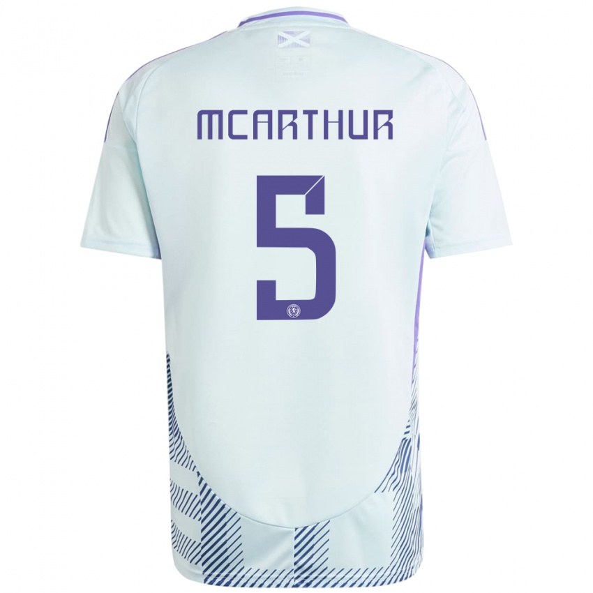 Damen Schottland Charlie Mcarthur #5 Helles Mintblau Auswärtstrikot Trikot 24-26 T-Shirt