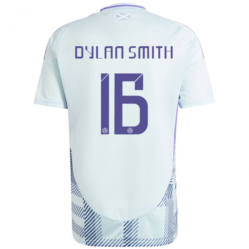 Damen Schottland Dylan Smith #16 Helles Mintblau Auswärtstrikot Trikot 24-26 T-Shirt