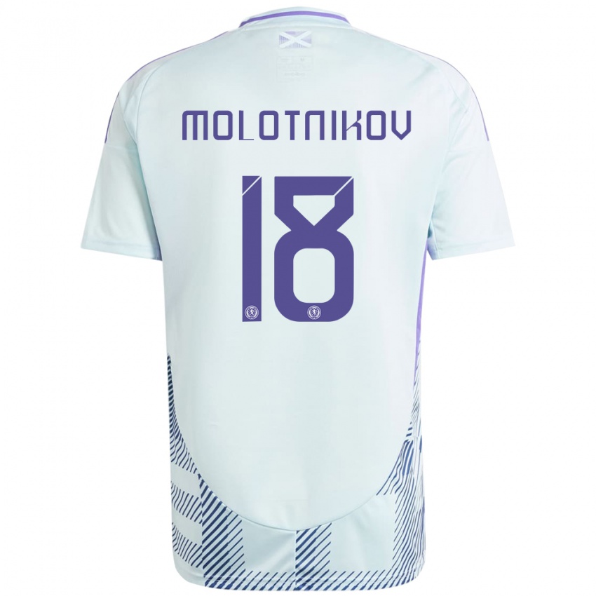 Damen Schottland Rudi Molotnikov #18 Helles Mintblau Auswärtstrikot Trikot 24-26 T-Shirt