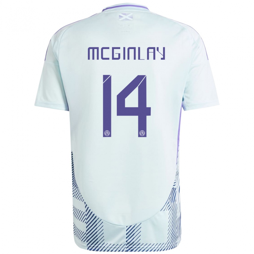 Damen Schottland Aiden Mcginlay #14 Helles Mintblau Auswärtstrikot Trikot 24-26 T-Shirt