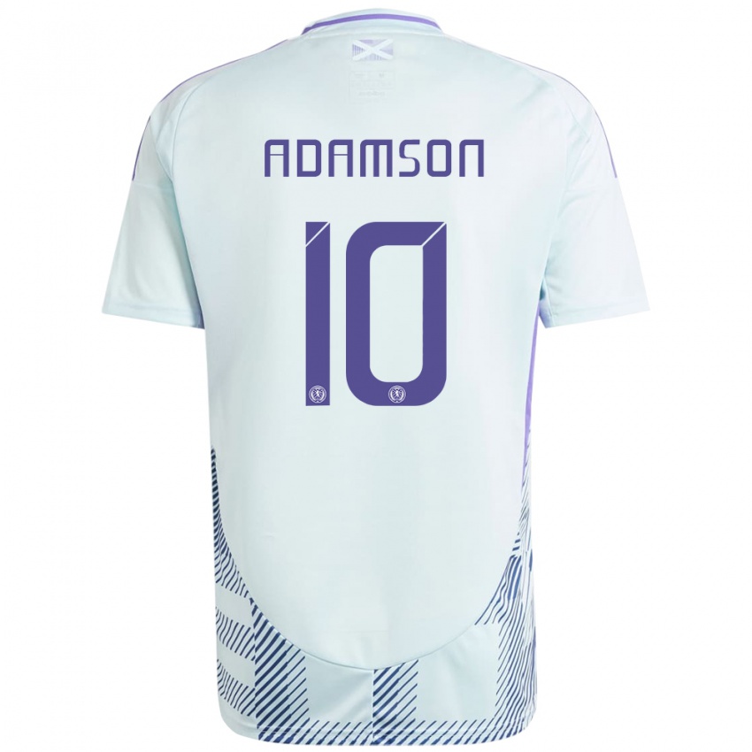 Damen Schottland Calum Adamson #10 Helles Mintblau Auswärtstrikot Trikot 24-26 T-Shirt