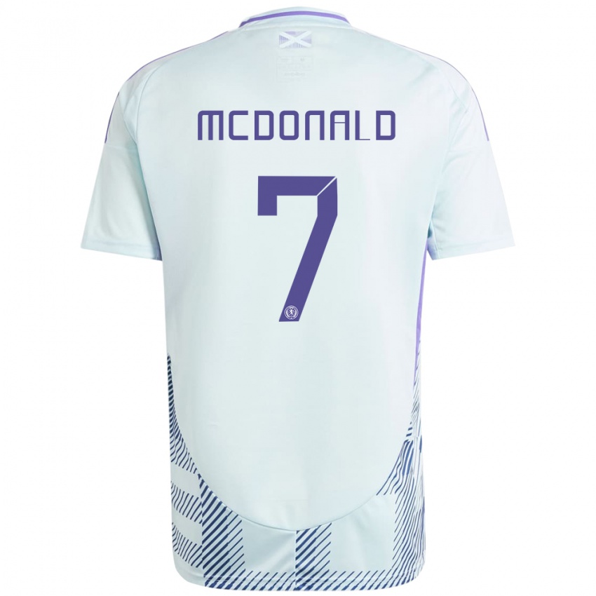 Damen Schottland Josh Mcdonald #7 Helles Mintblau Auswärtstrikot Trikot 24-26 T-Shirt