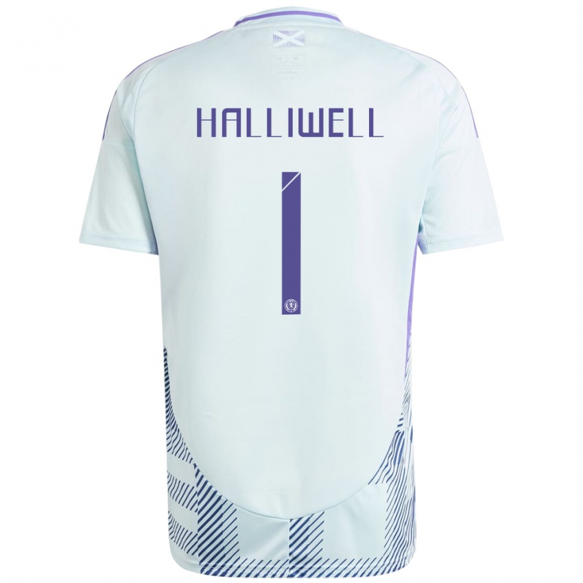 Damen Schottland Alfie Halliwell #1 Helles Mintblau Auswärtstrikot Trikot 24-26 T-Shirt