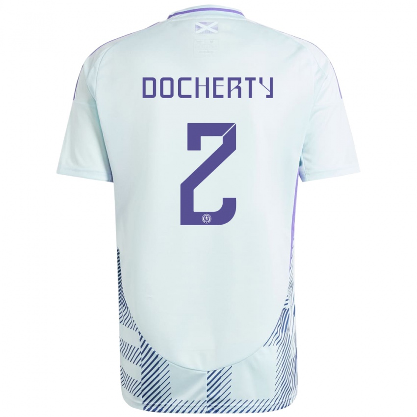 Damen Schottland Nicola Docherty #2 Helles Mintblau Auswärtstrikot Trikot 24-26 T-Shirt