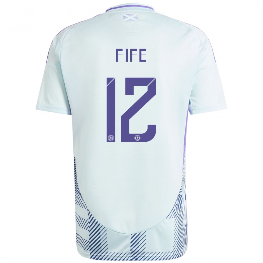 Damen Schottland Jenna Fife #12 Helles Mintblau Auswärtstrikot Trikot 24-26 T-Shirt