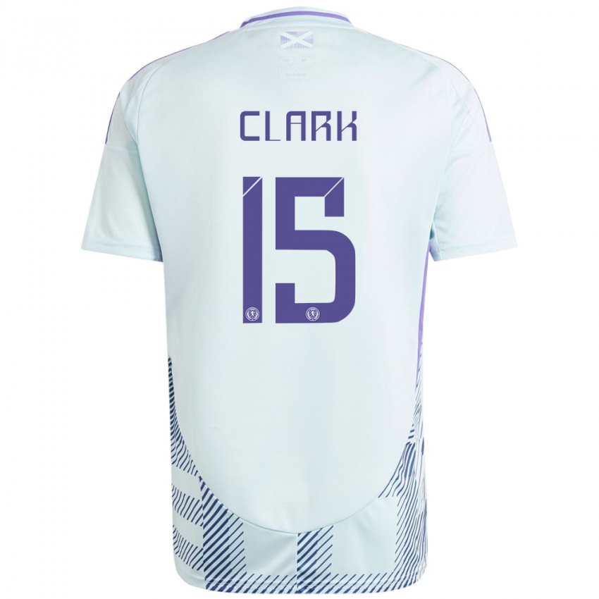 Damen Schottland Jenna Clark #15 Helles Mintblau Auswärtstrikot Trikot 24-26 T-Shirt