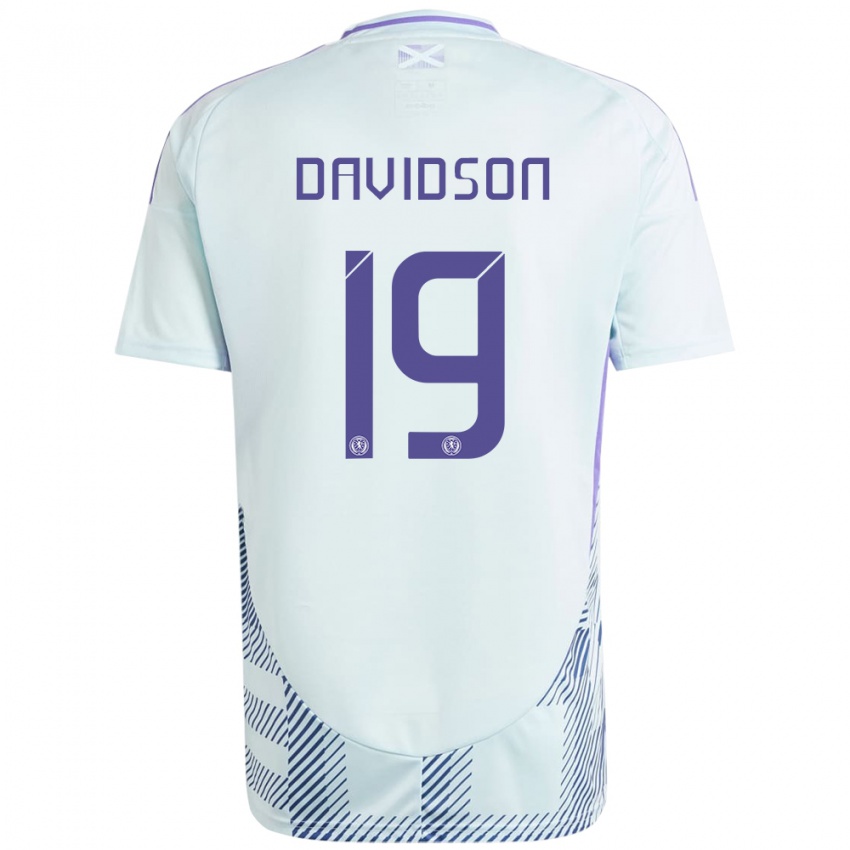 Damen Schottland Lauren Davidson #19 Helles Mintblau Auswärtstrikot Trikot 24-26 T-Shirt