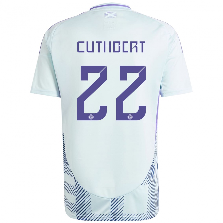 Damen Schottland Erin Cuthbert #22 Helles Mintblau Auswärtstrikot Trikot 24-26 T-Shirt