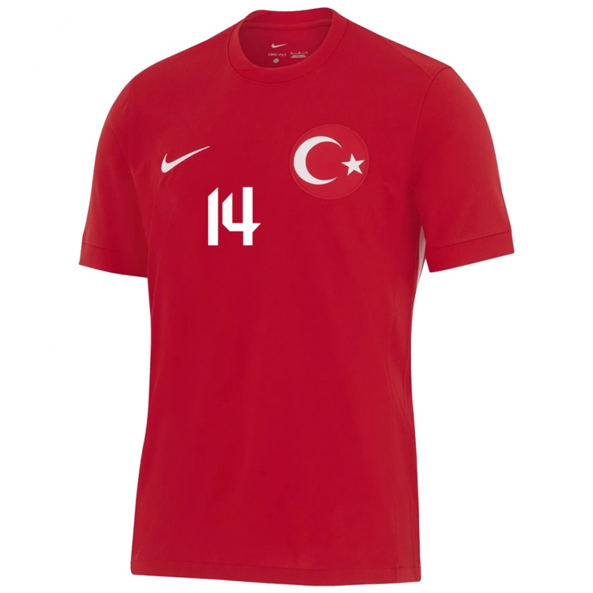 Damen Türkei Abdülkerim Bardakcı #14 Rot Auswärtstrikot Trikot 24-26 T-Shirt
