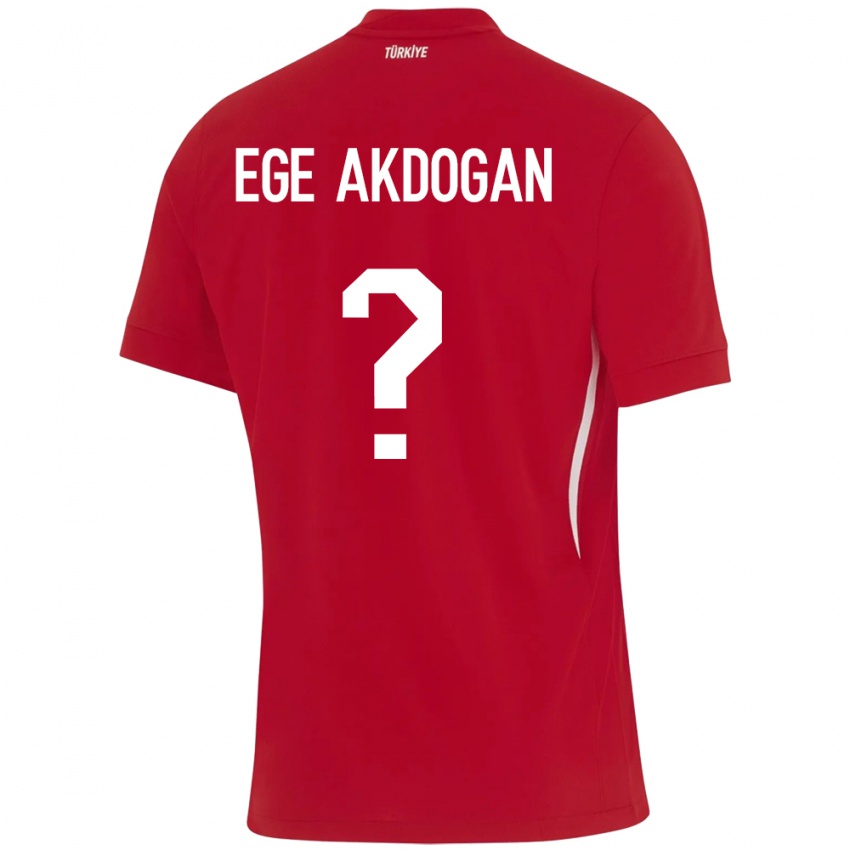 Damen Türkei Hasan Ege Akdoğan #0 Rot Auswärtstrikot Trikot 24-26 T-Shirt