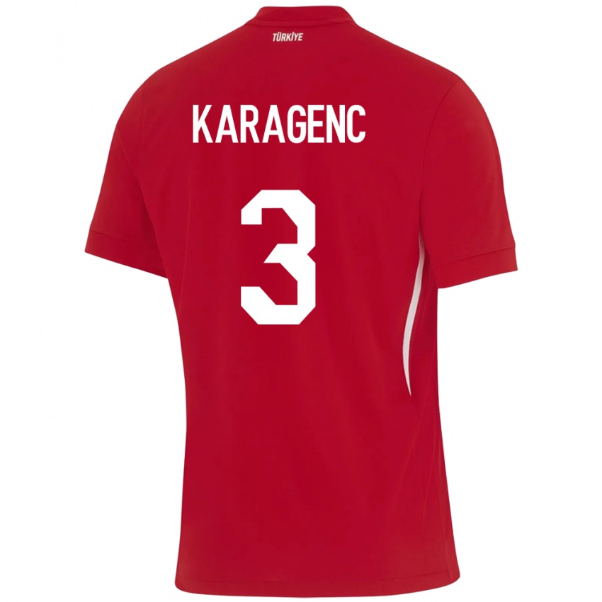 Damen Türkei Didem Karagenç #3 Rot Auswärtstrikot Trikot 24-26 T-Shirt