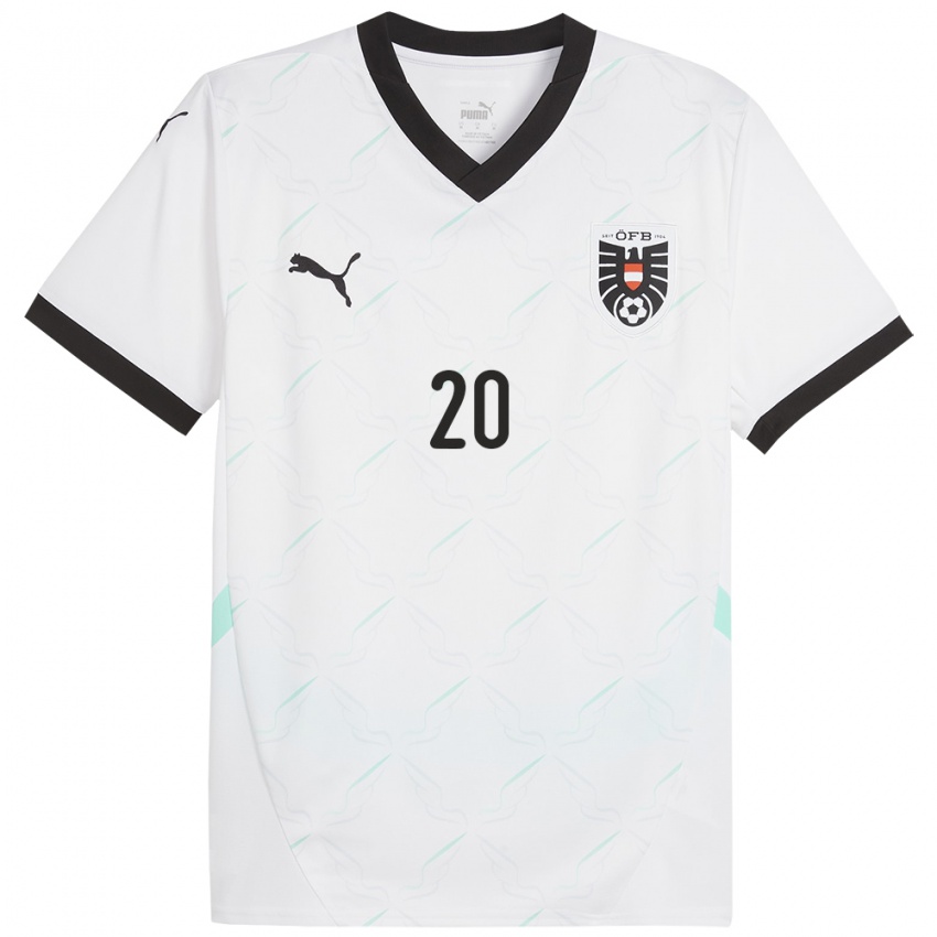 Damen Österreich Konrad Laimer #20 Weiß Auswärtstrikot Trikot 24-26 T-Shirt