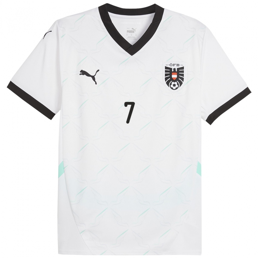 Damen Österreich Manuel Polster #7 Weiß Auswärtstrikot Trikot 24-26 T-Shirt