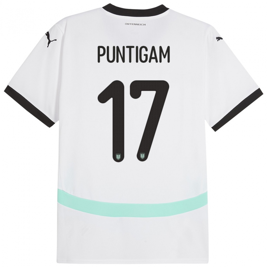 Damen Österreich Sarah Puntigam #17 Weiß Auswärtstrikot Trikot 24-26 T-Shirt