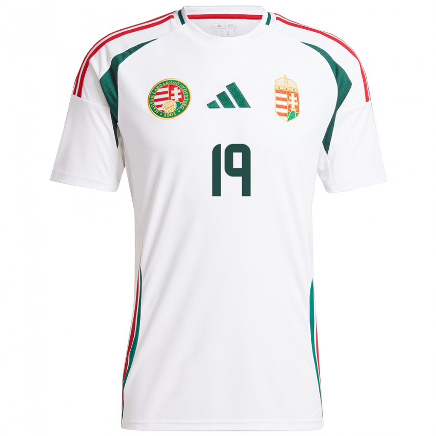 Damen Ungarn Barnabás Varga #19 Weiß Auswärtstrikot Trikot 24-26 T-Shirt