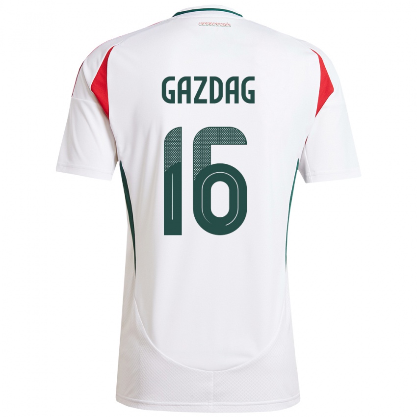 Damen Ungarn Dániel Gazdag #16 Weiß Auswärtstrikot Trikot 24-26 T-Shirt