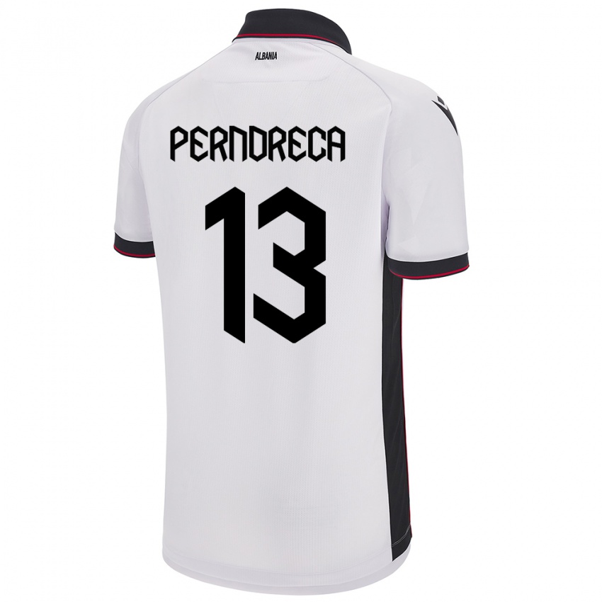 Damen Albanien Fabjan Perndreca #13 Weiß Auswärtstrikot Trikot 24-26 T-Shirt