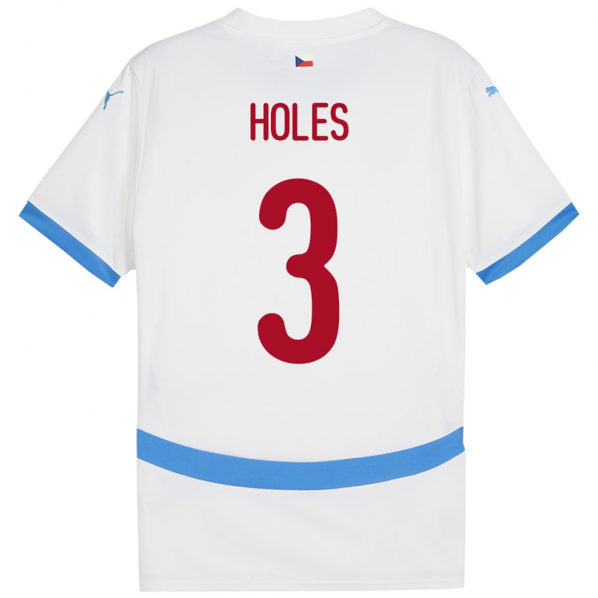 Damen Tschechien Tomas Holes #3 Weiß Auswärtstrikot Trikot 24-26 T-Shirt