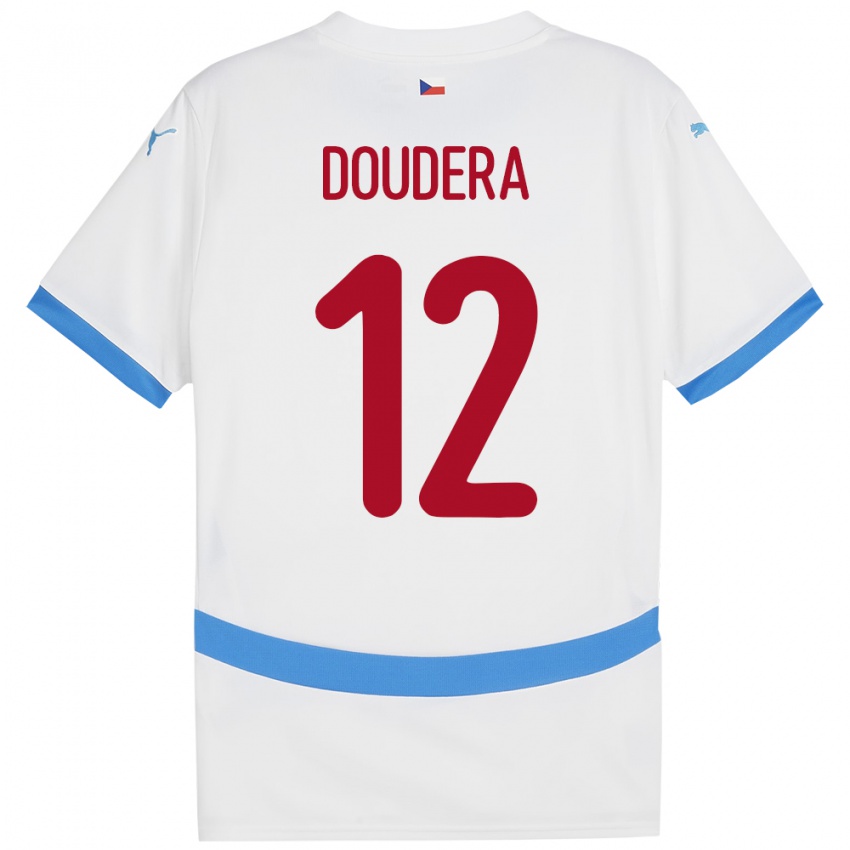 Damen Tschechien David Doudera #12 Weiß Auswärtstrikot Trikot 24-26 T-Shirt