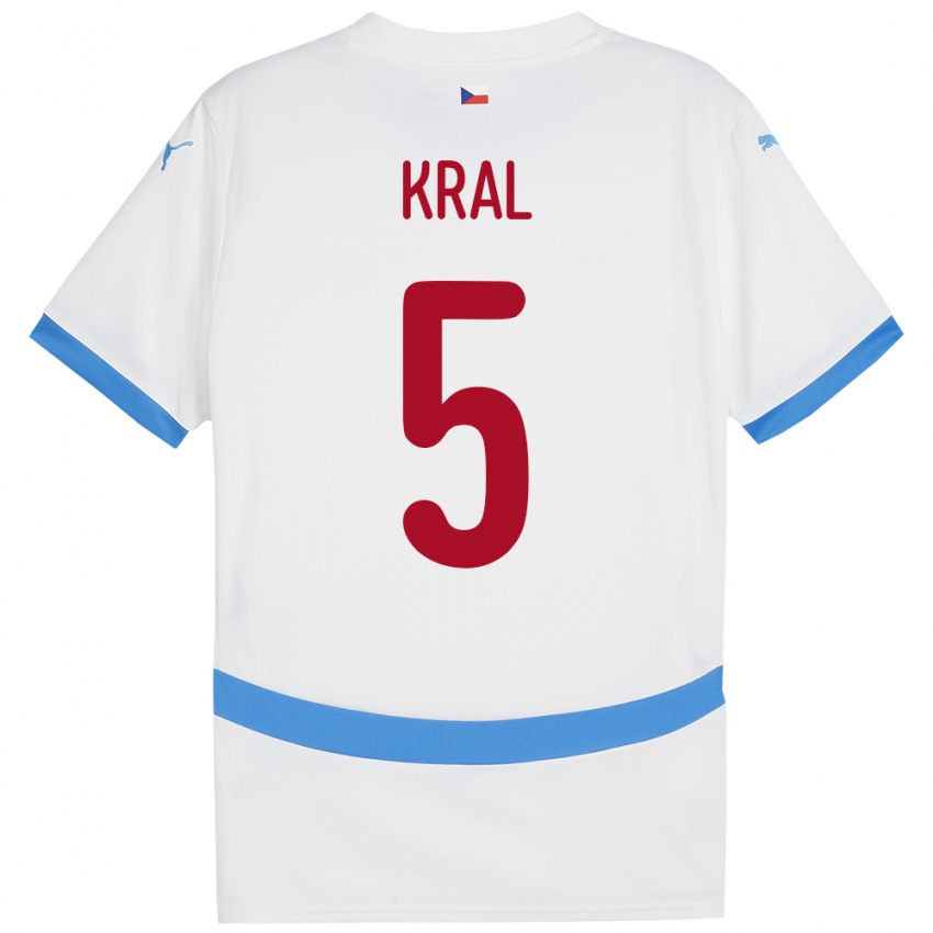 Damen Tschechien Tomas Kral #5 Weiß Auswärtstrikot Trikot 24-26 T-Shirt