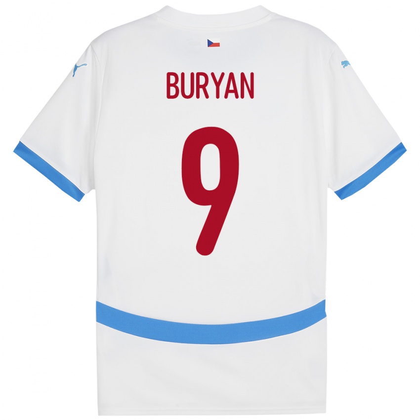 Damen Tschechien Jan Buryan #9 Weiß Auswärtstrikot Trikot 24-26 T-Shirt