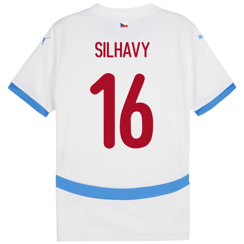 Damen Tschechien Matyas Silhavy #16 Weiß Auswärtstrikot Trikot 24-26 T-Shirt