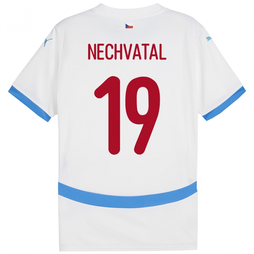 Damen Tschechien Matyas Nechvatal #19 Weiß Auswärtstrikot Trikot 24-26 T-Shirt