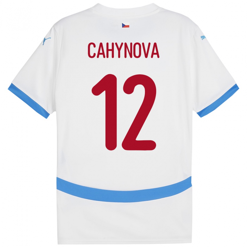 Damen Tschechien Klára Cahynová #12 Weiß Auswärtstrikot Trikot 24-26 T-Shirt