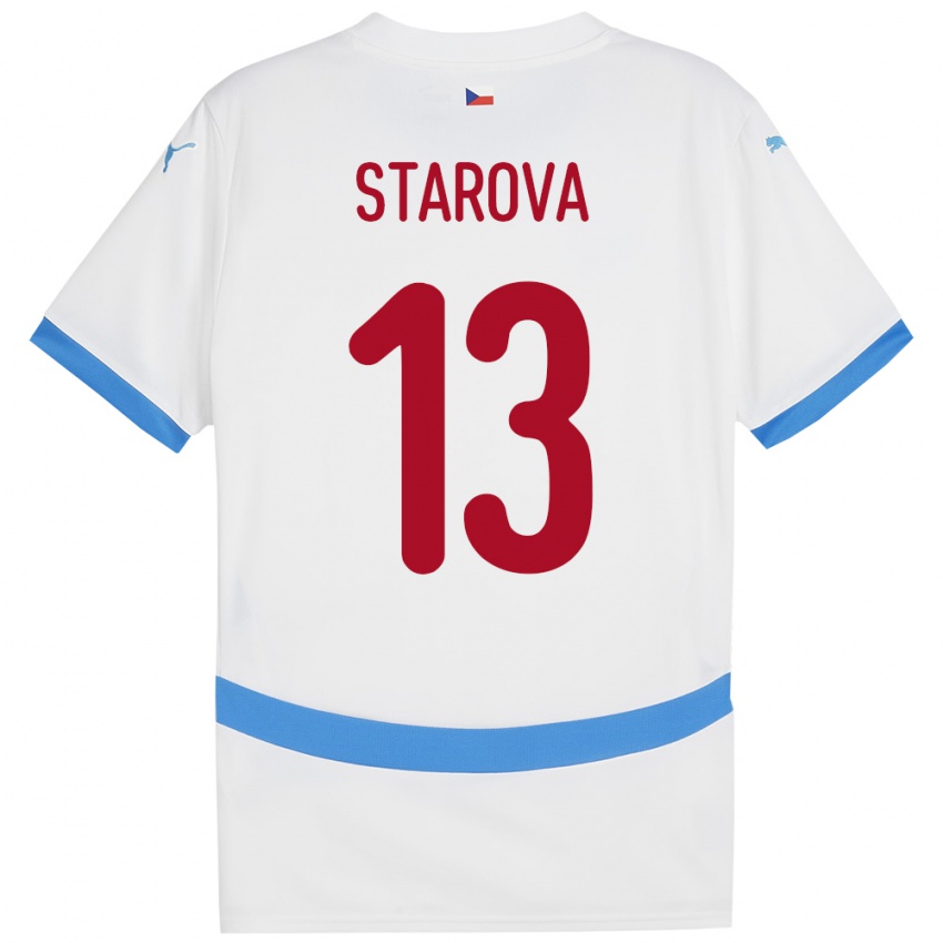 Damen Tschechien Antonie Stárová #13 Weiß Auswärtstrikot Trikot 24-26 T-Shirt