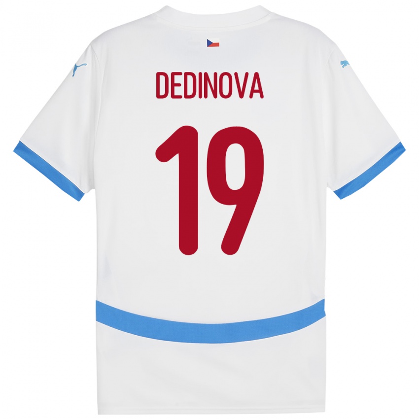 Damen Tschechien Aneta Dědinová #19 Weiß Auswärtstrikot Trikot 24-26 T-Shirt