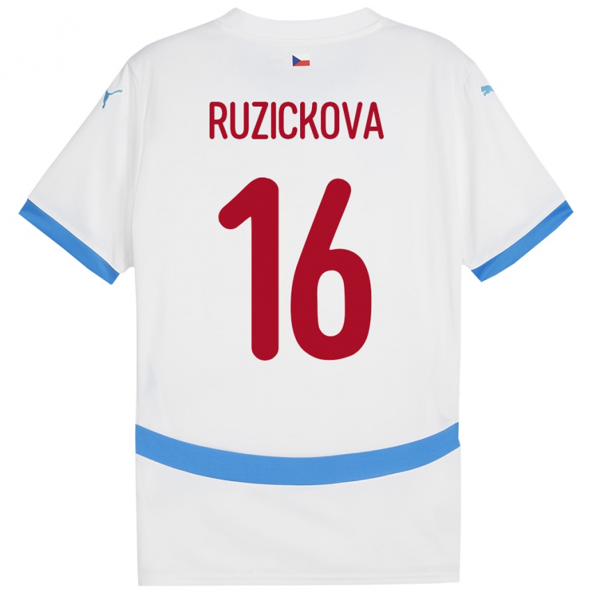 Damen Tschechien Barbora Růžičková #16 Weiß Auswärtstrikot Trikot 24-26 T-Shirt