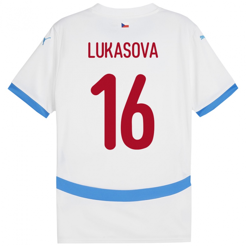 Damen Tschechien Olivie Lukášová #16 Weiß Auswärtstrikot Trikot 24-26 T-Shirt