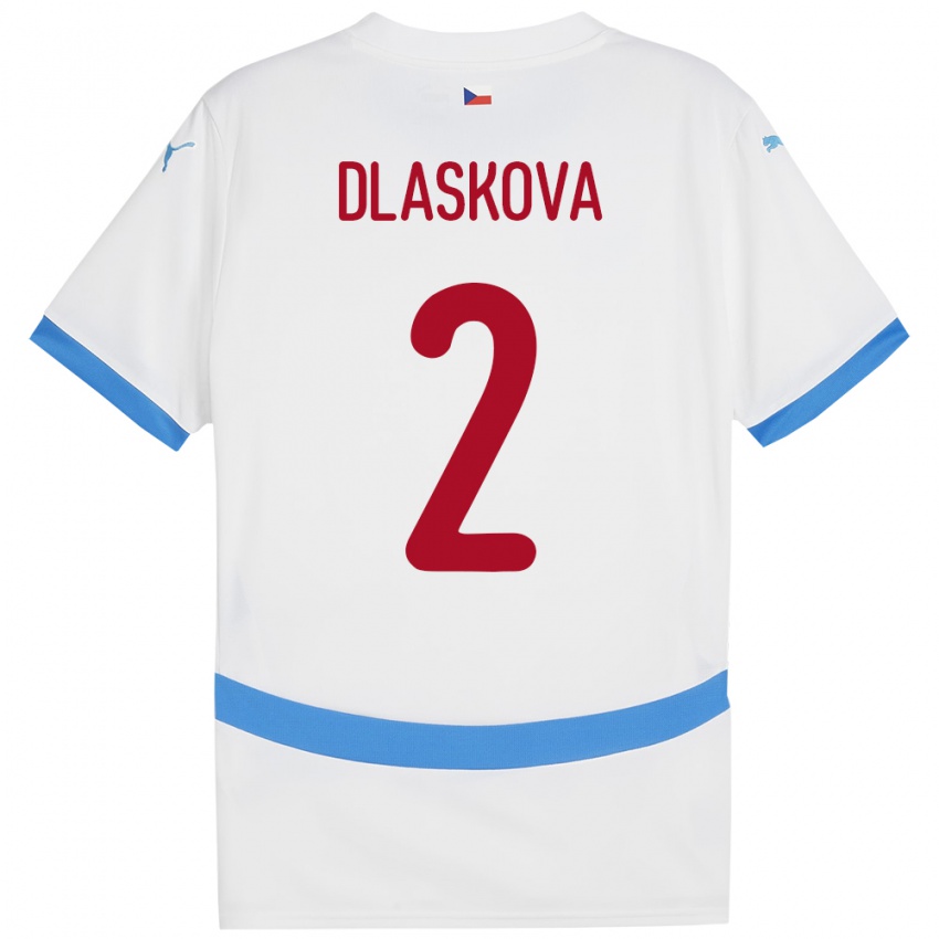 Damen Tschechien Anna Dlasková #2 Weiß Auswärtstrikot Trikot 24-26 T-Shirt