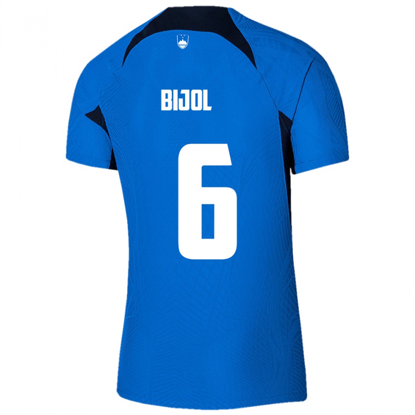 Damen Slowenien Jaka Bijol #6 Blau Auswärtstrikot Trikot 24-26 T-Shirt