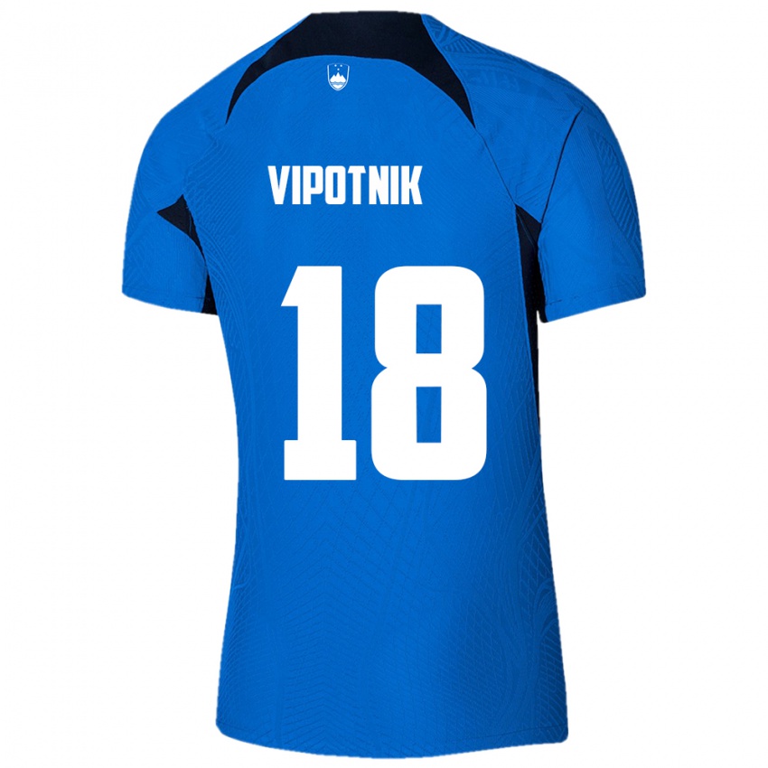 Damen Slowenien Zan Vipotnik #18 Blau Auswärtstrikot Trikot 24-26 T-Shirt