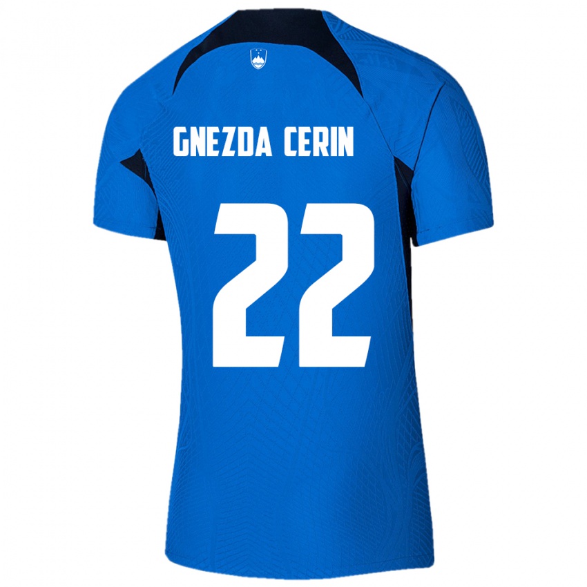 Damen Slowenien Adam Gnezda Cerin #22 Blau Auswärtstrikot Trikot 24-26 T-Shirt