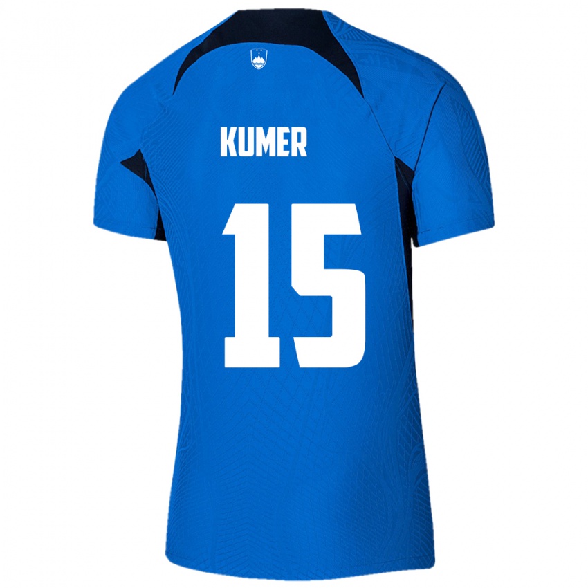 Damen Slowenien Alin Kumer #15 Blau Auswärtstrikot Trikot 24-26 T-Shirt