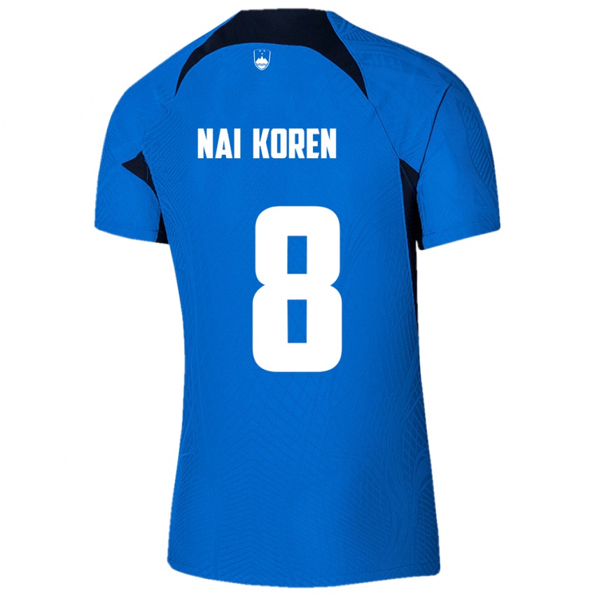 Damen Slowenien Tian Nai Koren #8 Blau Auswärtstrikot Trikot 24-26 T-Shirt
