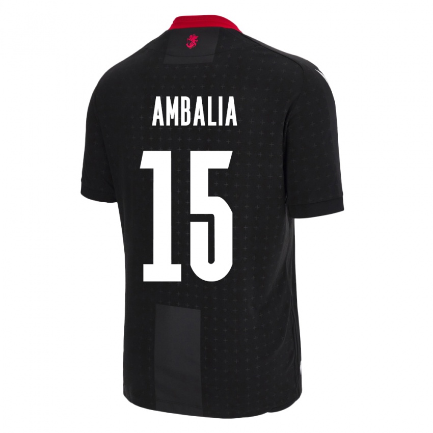 Damen Georgien Tinatin Ambalia #15 Schwarz Auswärtstrikot Trikot 24-26 T-Shirt