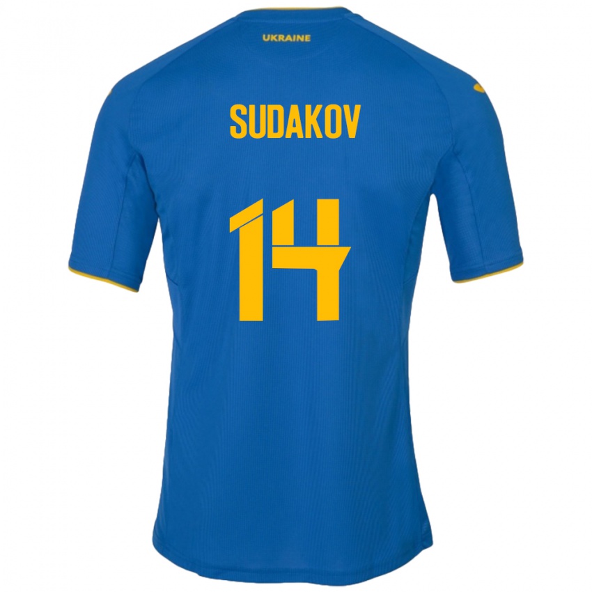 Damen Ukraine Georgiy Sudakov #14 Blau Auswärtstrikot Trikot 24-26 T-Shirt