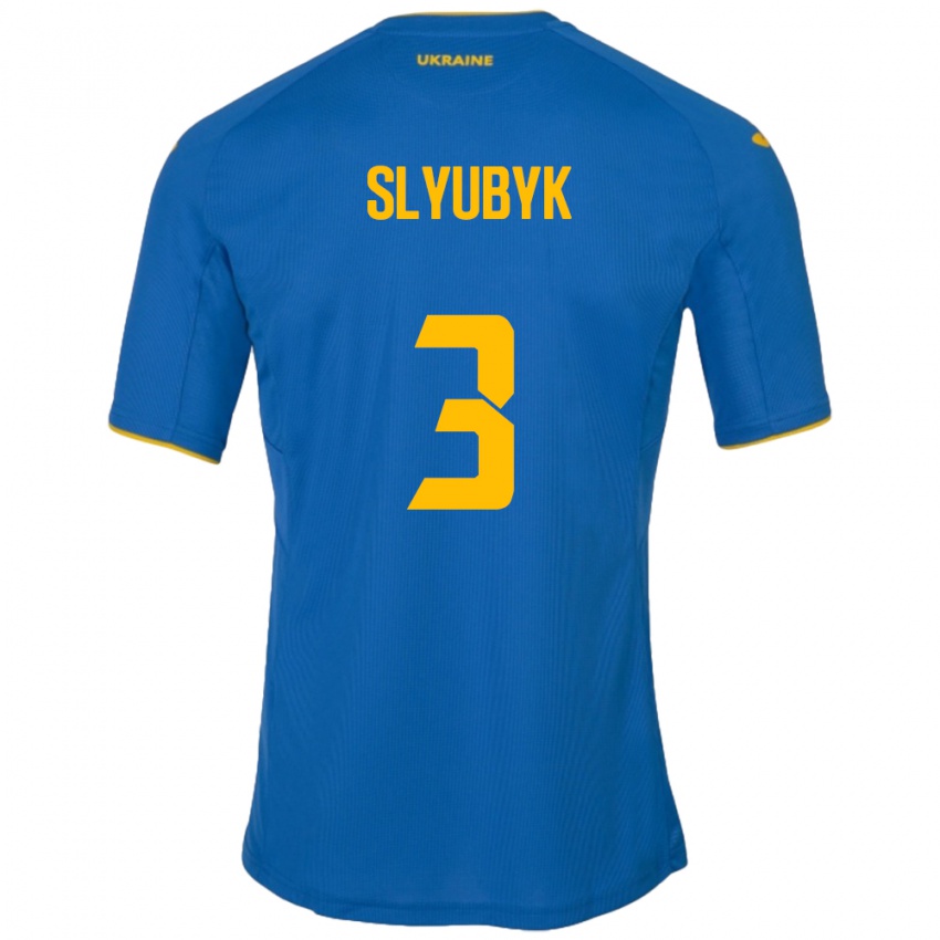 Damen Ukraine Bogdan Slyubyk #3 Blau Auswärtstrikot Trikot 24-26 T-Shirt