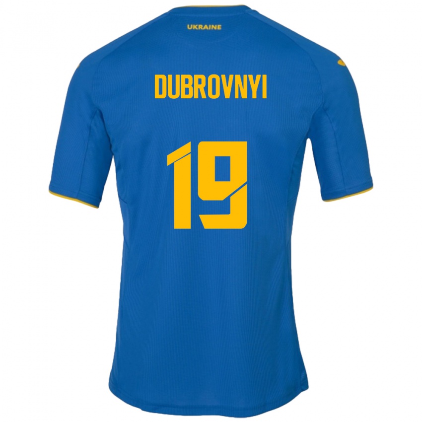 Damen Ukraine Mykhaylo Dubrovnyi #19 Blau Auswärtstrikot Trikot 24-26 T-Shirt