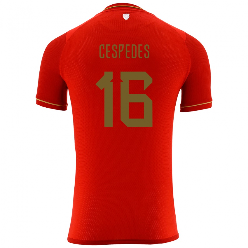 Damen Bolivien Boris Céspedes #16 Rot Auswärtstrikot Trikot 24-26 T-Shirt