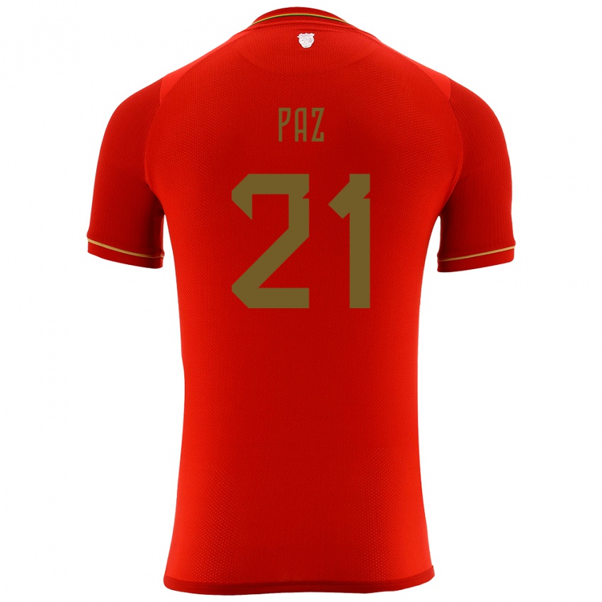 Damen Bolivien Luis Paz #21 Rot Auswärtstrikot Trikot 24-26 T-Shirt
