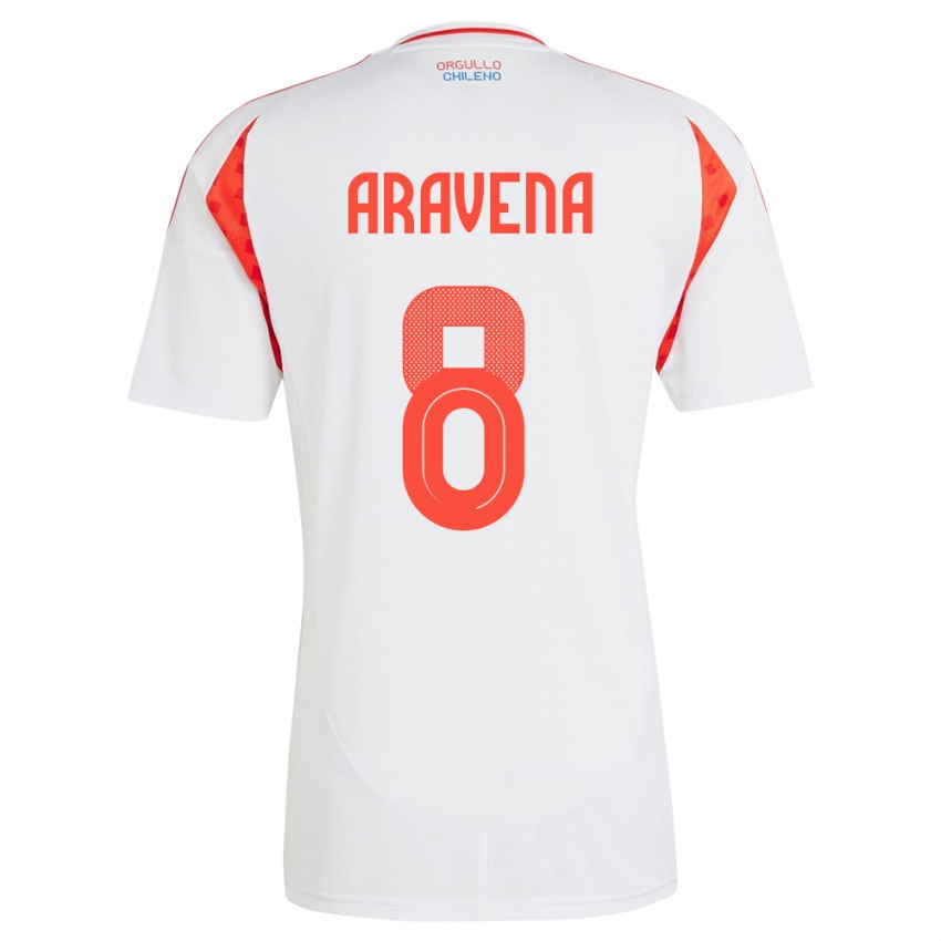 Damen Chile Alexander Aravena #8 Weiß Auswärtstrikot Trikot 24-26 T-Shirt