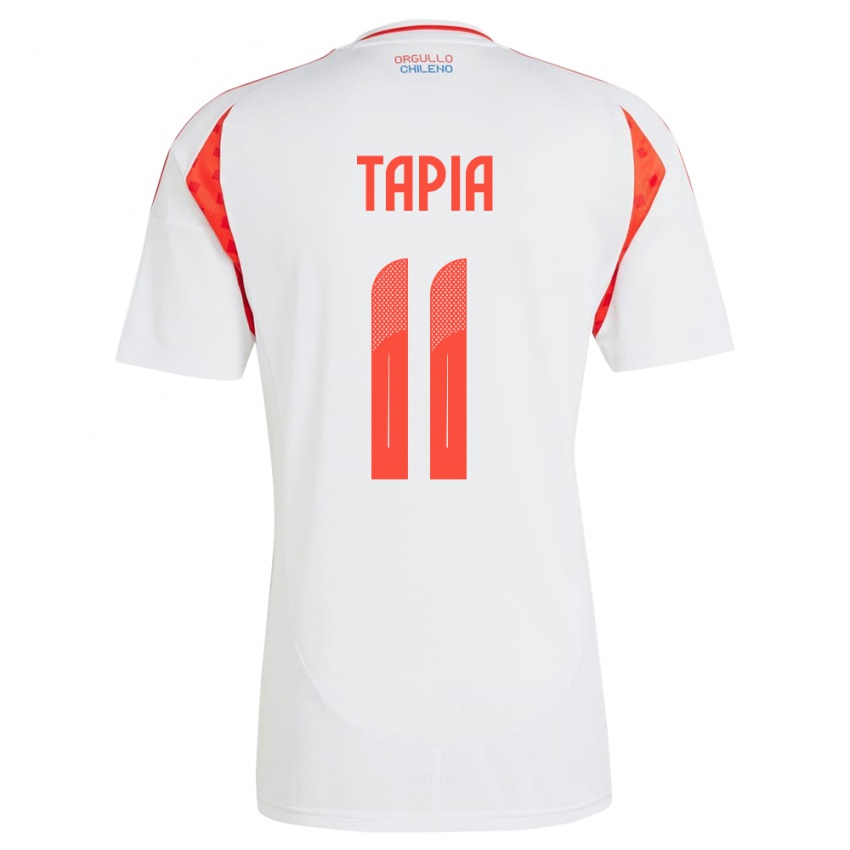 Damen Chile Gonzalo Tapia #11 Weiß Auswärtstrikot Trikot 24-26 T-Shirt